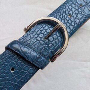 FURLA Leather Belt Silver Buckle Made in Italy Size M